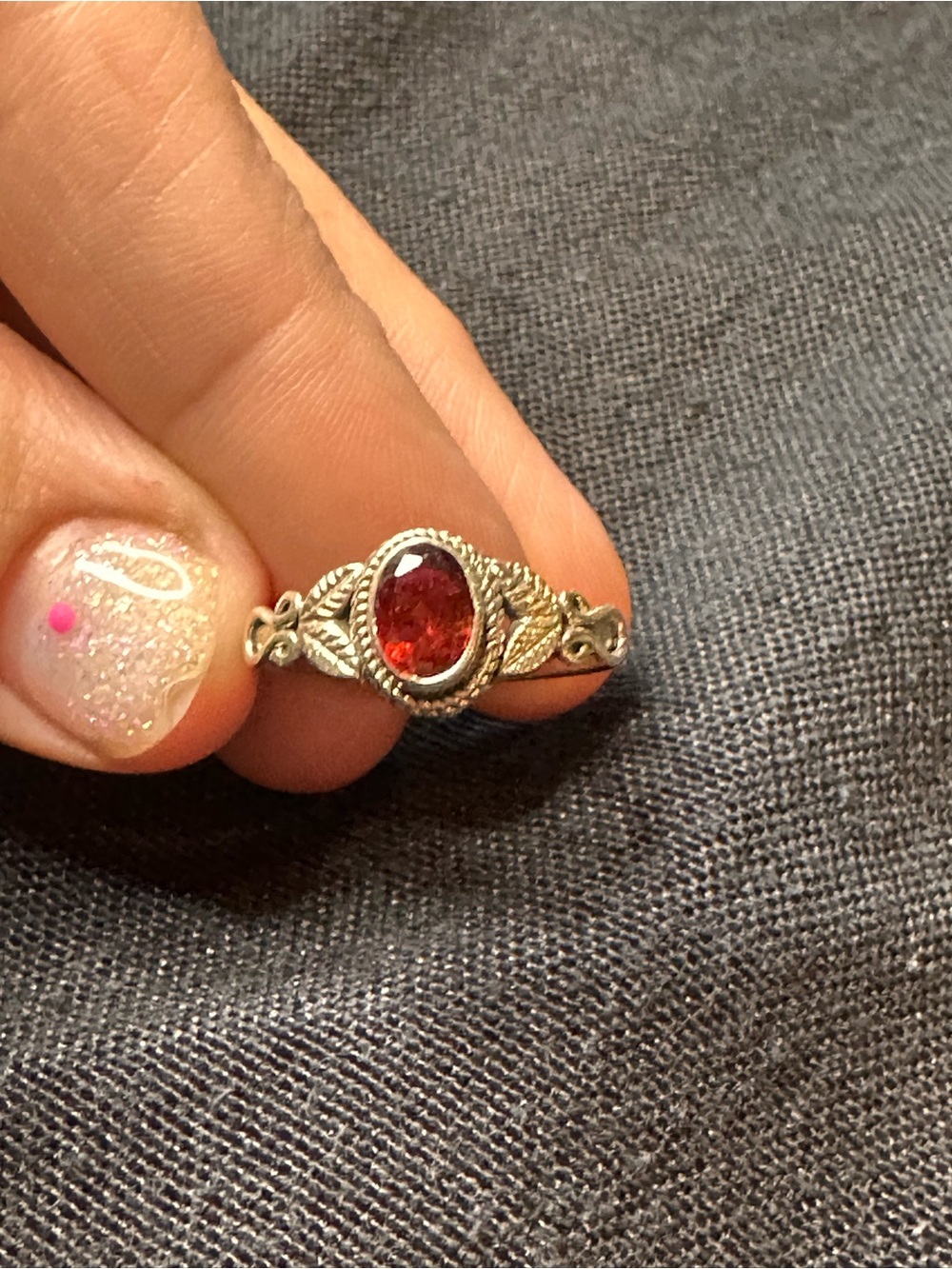 Sterling Red Garnet Vintage-Inspired Ring